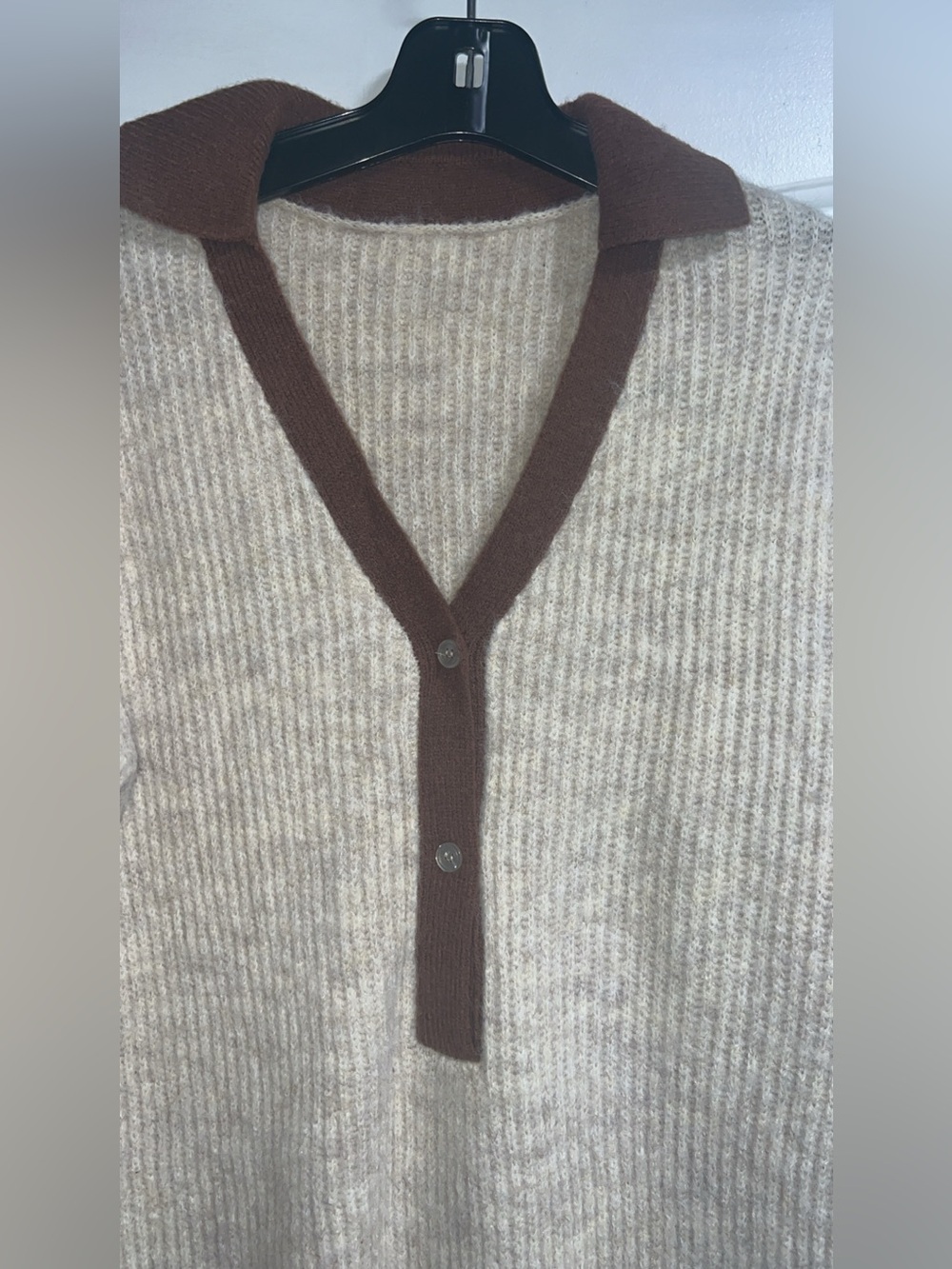 Beige and Brown Collared Knit Sweater Dress Size M BNWOT - Picture 6 of 9